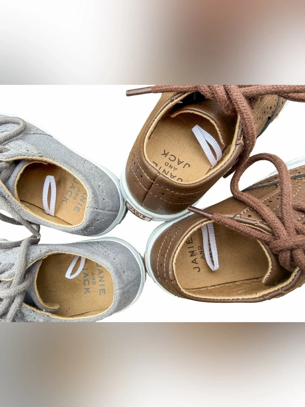 Janie and Jack Toddler Size 7 Shoe Bundle - Wingtip Sneakers Set 2 Leather EUC